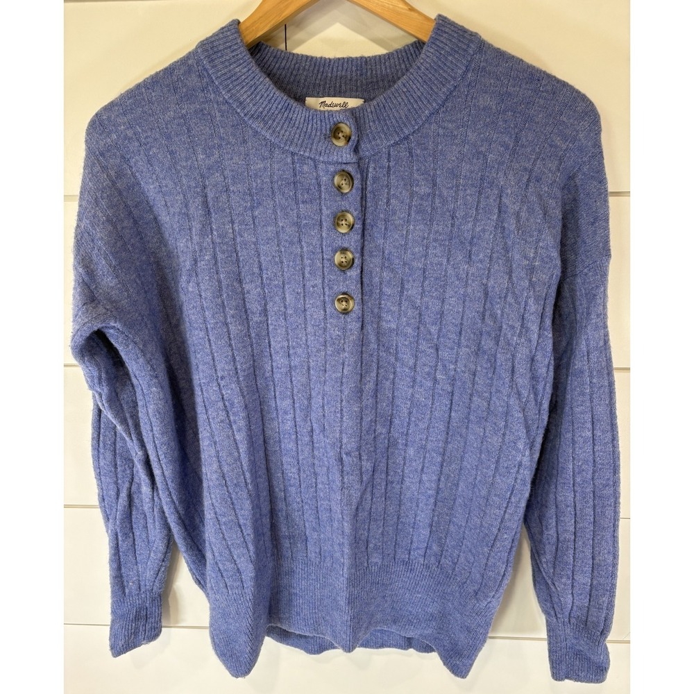 Madewell Pullover Sweater Long Sleeve With Buttons Wool Blend Cozy Fall Soft XS